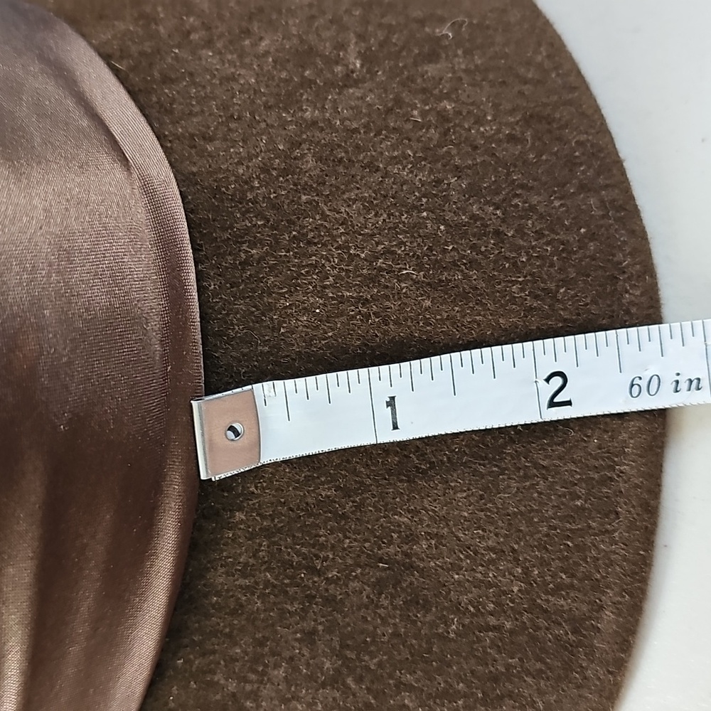 Vintage-Style Brown Felt Hat with Satin Rose Accent – 56 cm - Picture 7 of 8